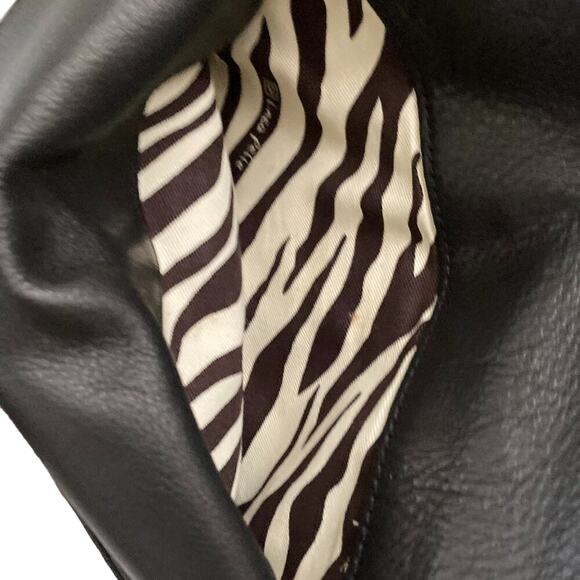 Vintage Y2K Linea Pelle 3 Section Black Leather Clutch - Mint - Picture 7 of 9